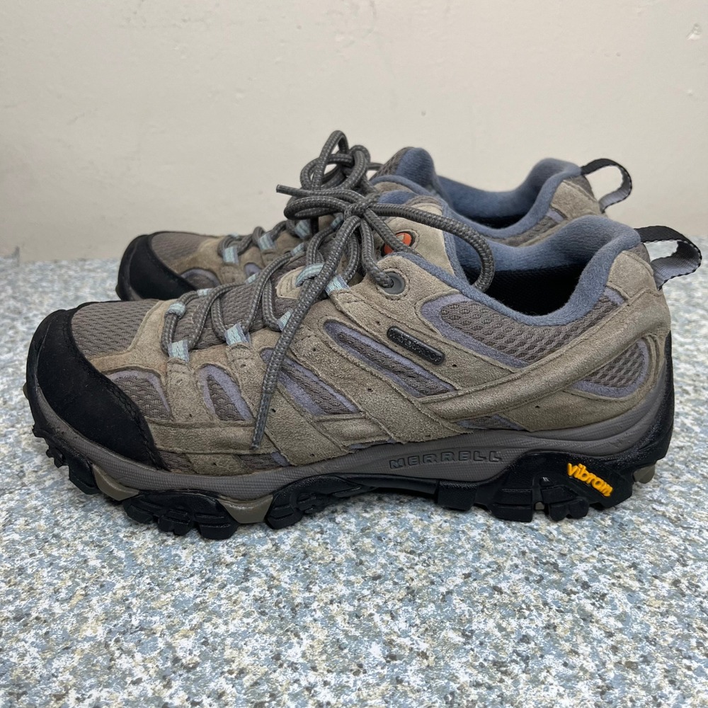 Merrell Hiking Shoes Moab 2 Waterproof Womens 8 Gray Suede Vibram Trail J06026